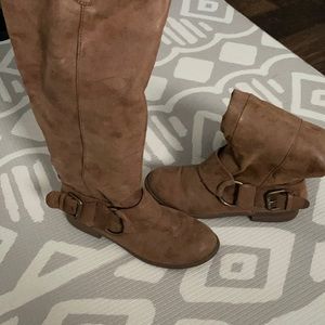 Brown, knee high boots